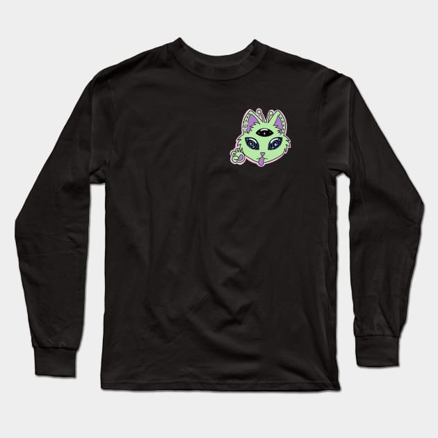 Trippy Alien Kitty - No Background Long Sleeve T-Shirt by kayylpso